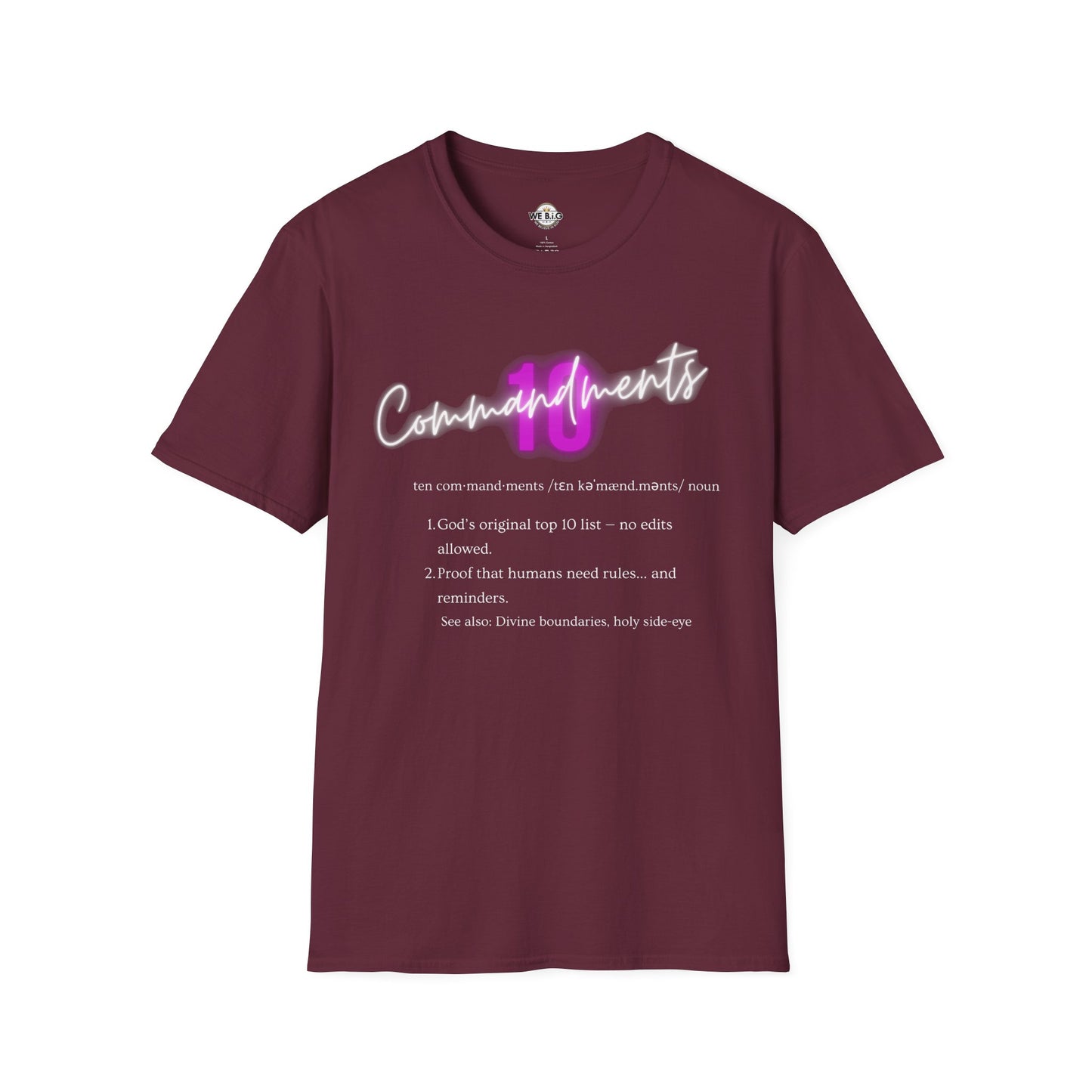 Neon 10 Commandments—Inspirational Unisex T-Shirt - Perfect for Faith, Motivation, Events, Gifts, and Everyday Style