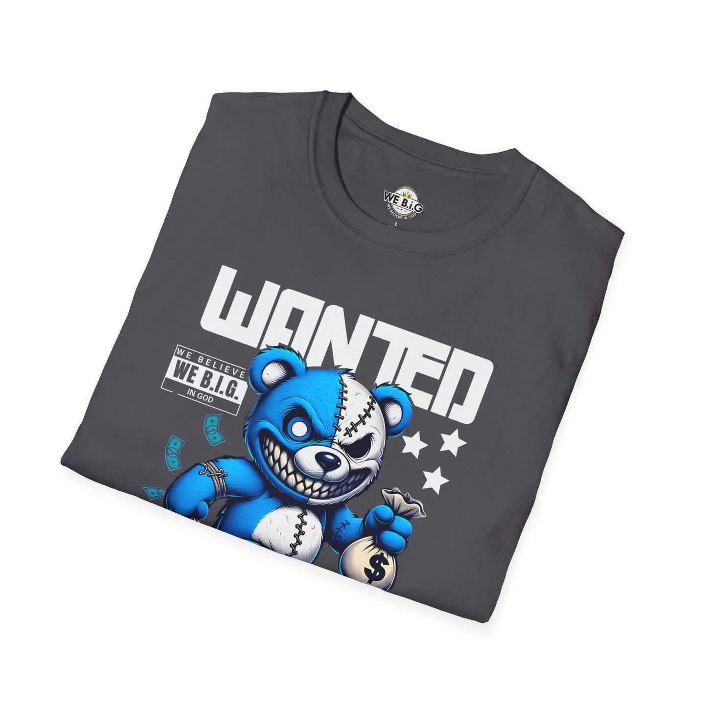Wanted Bear Graphic T-Shirt | Unisex Softstyle Tee for Casual Wear, Perfect Gift for Birthdays, Holidays, and Everyday Style