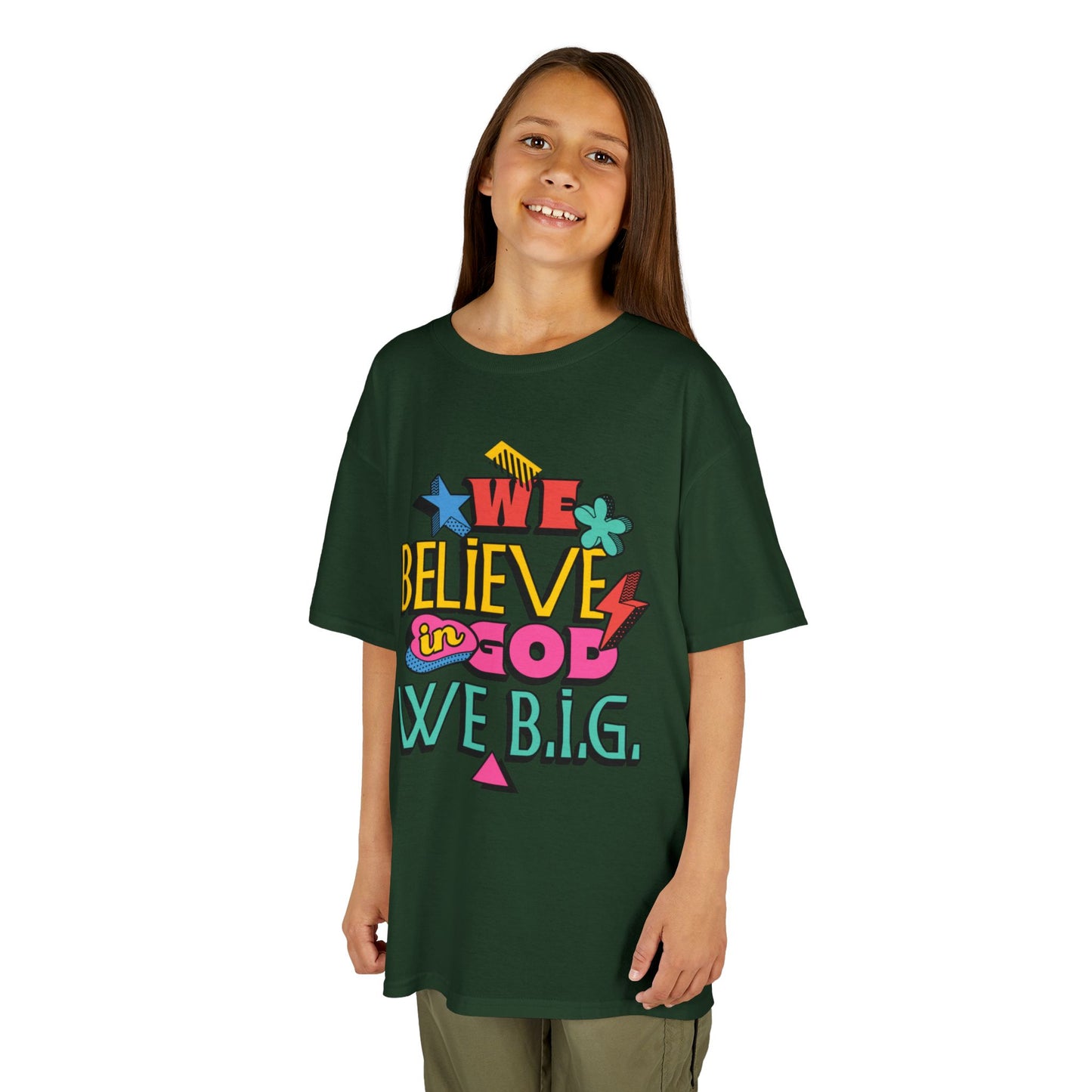 'We Believe in God, We B.I.G.' Motivational Shirt—Kids Inspirational Tee - Youth Casual Wear, Faith-Based, Birthday Gift, Everyday Outfit