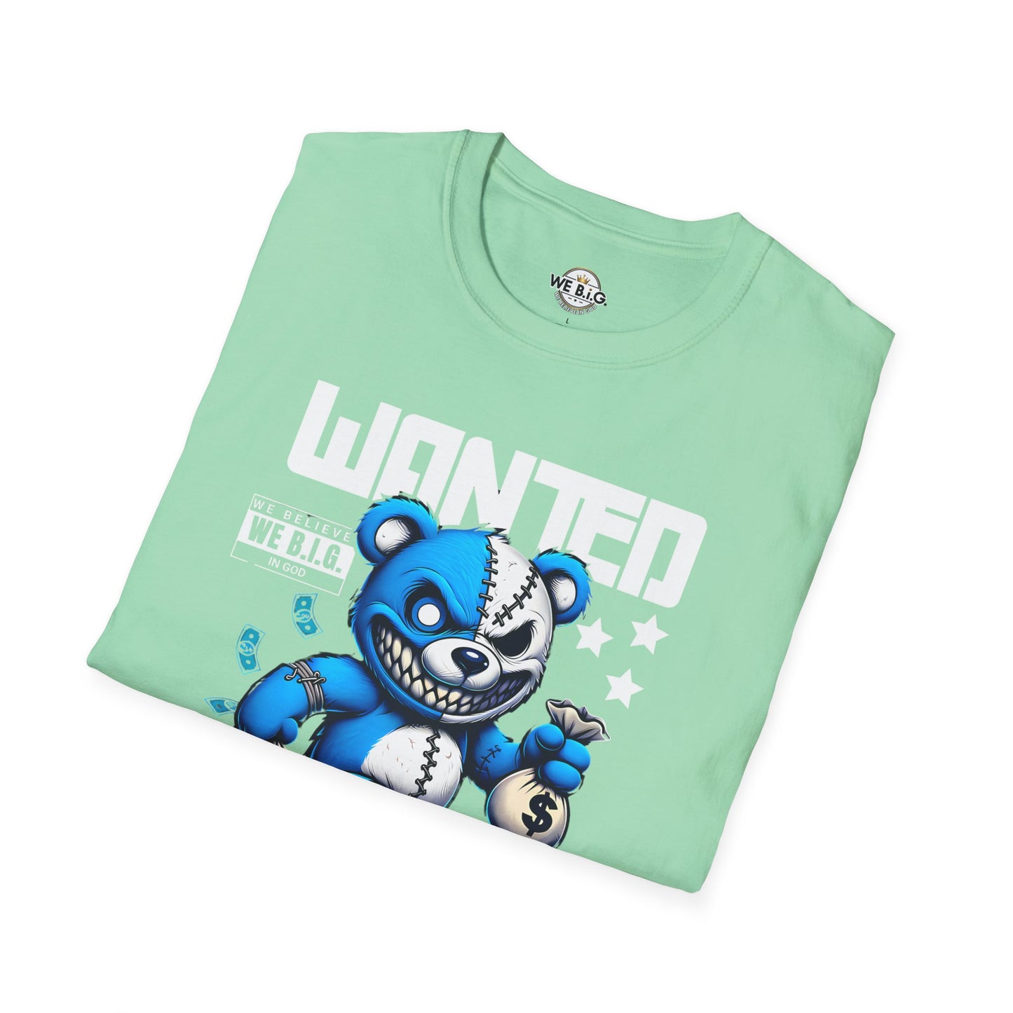Wanted Bear Graphic T-Shirt | Unisex Softstyle Tee for Casual Wear, Perfect Gift for Birthdays, Holidays, and Everyday Style