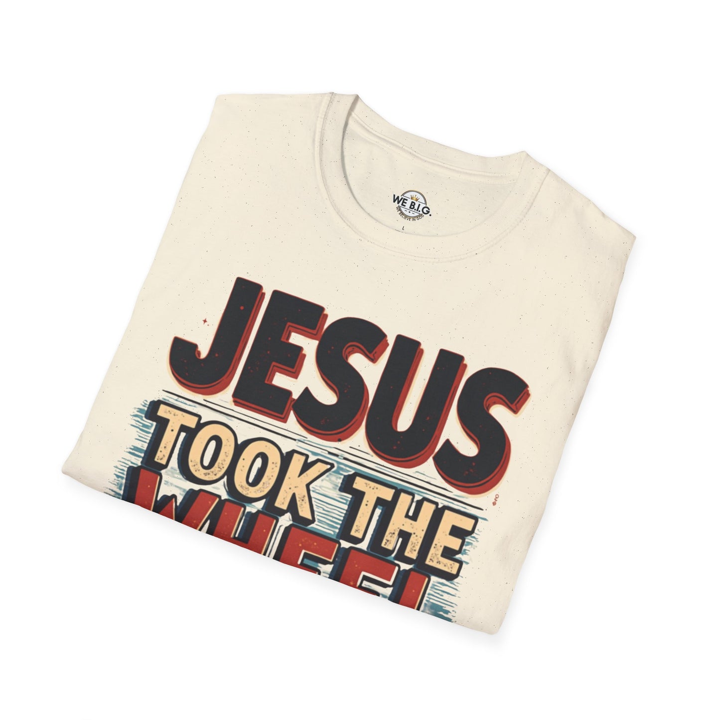 Jesus Took The Wheel Unisex Softstyle T-Shirt, Christian Apparel, Faith-Based Gift, Casual Wear, Unique Tee, Inspirational Shirt