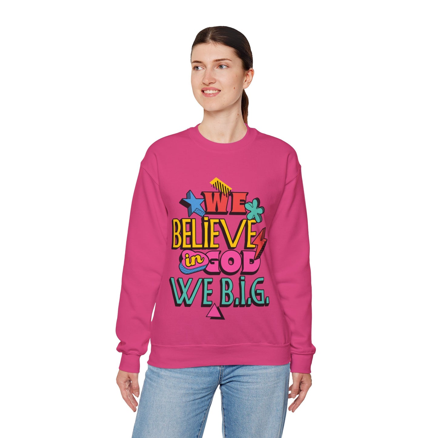 We Believe in GOD (We B.i.G.) Sweater— 90's Pop Art