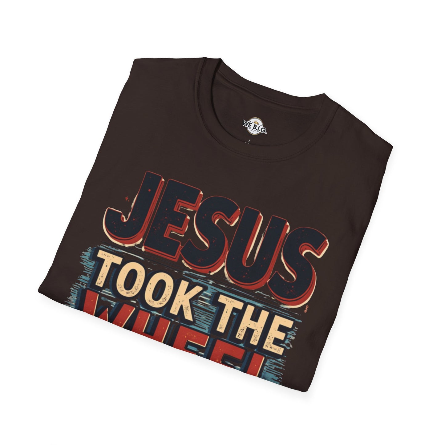 Jesus Took The Wheel Unisex Softstyle T-Shirt, Christian Apparel, Faith-Based Gift, Casual Wear, Unique Tee, Inspirational Shirt