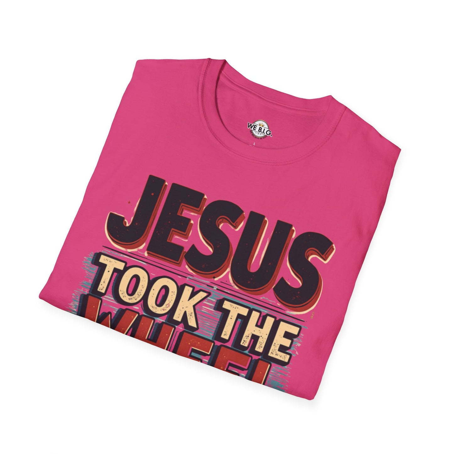Jesus Took The Wheel Unisex Softstyle T-Shirt, Christian Apparel, Faith-Based Gift, Casual Wear, Unique Tee, Inspirational Shirt