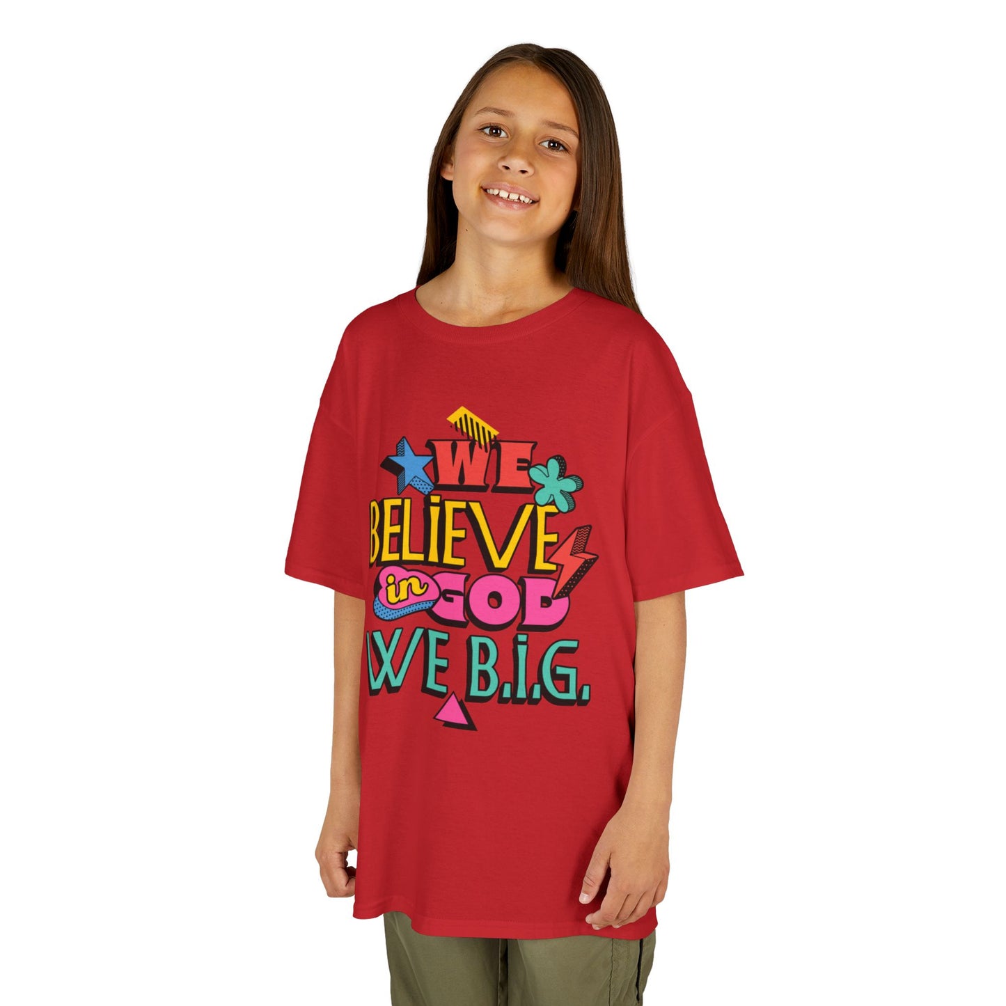 'We Believe in God, We B.I.G.' Motivational Shirt—Kids Inspirational Tee - Youth Casual Wear, Faith-Based, Birthday Gift, Everyday Outfit