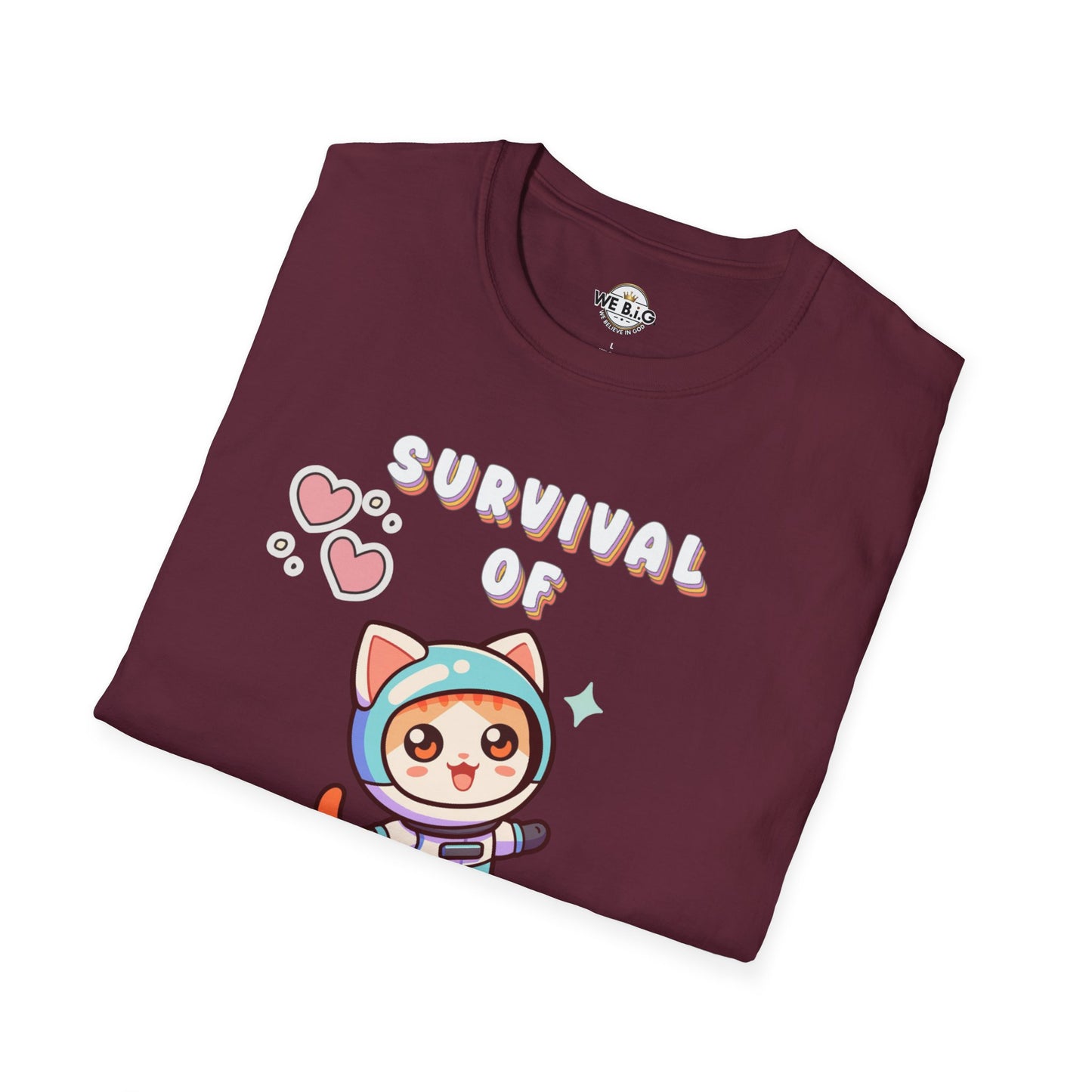 Survival of the Cutest Tee—Cute Cat Character Unisex T-Shirt, Gift for Cat Lovers, Fun Casual Wear, Kawaii Style Apparel