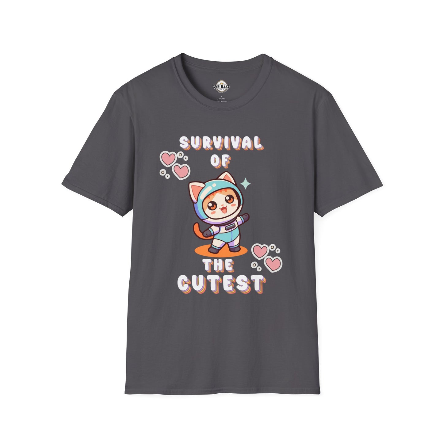 Survival of the Cutest Tee—Cute Cat Character Unisex T-Shirt, Gift for Cat Lovers, Fun Casual Wear, Kawaii Style Apparel