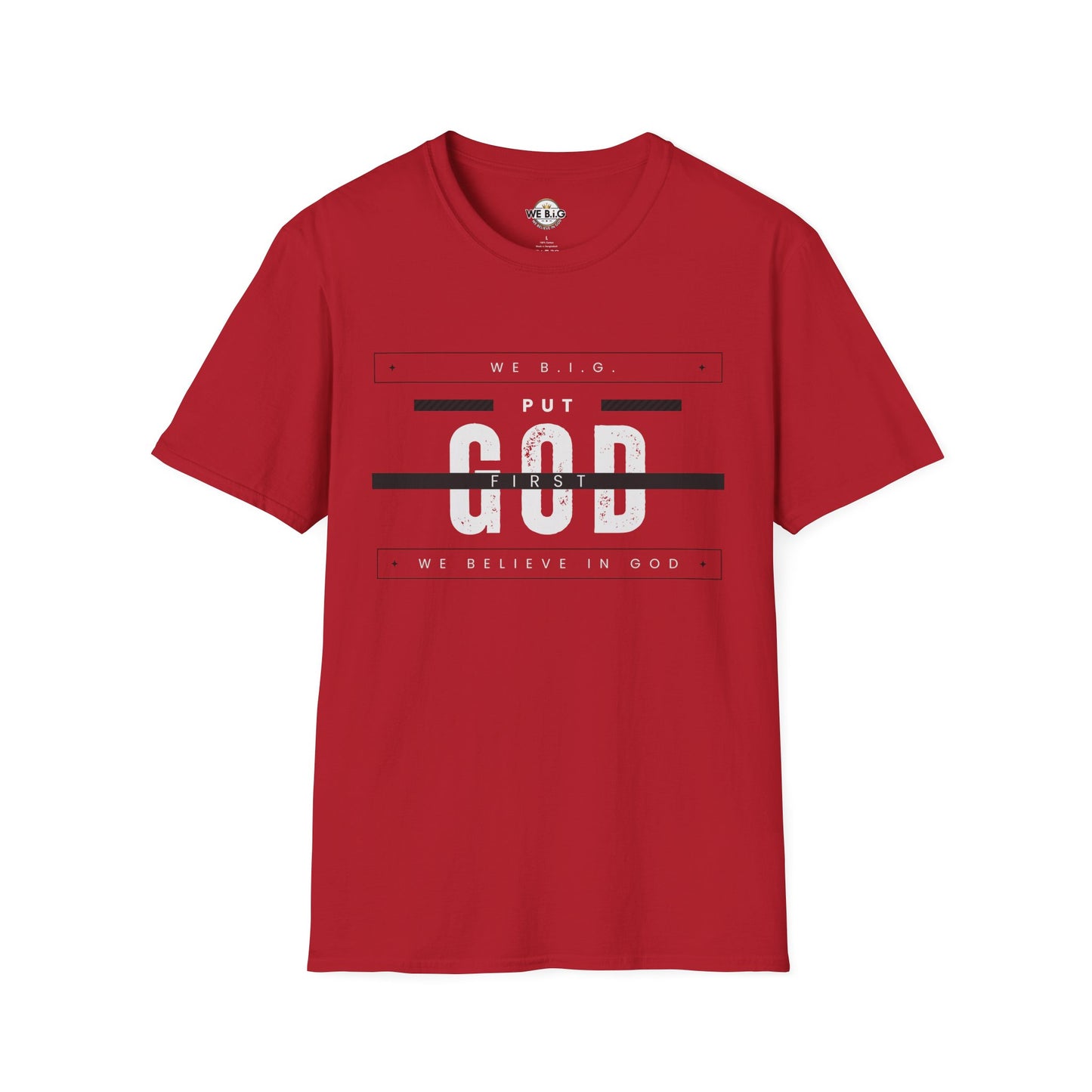 Put God First—Unisex Softstyle T-Shirt, Christian Tee, Faith-Based Apparel, Inspirational Gift, Spiritual Wear, Casual Faith Top
