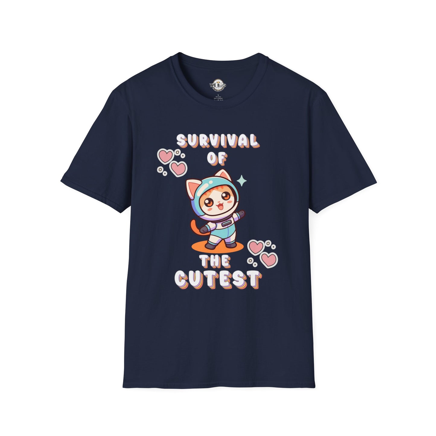Survival of the Cutest Tee—Cute Cat Character Unisex T-Shirt, Gift for Cat Lovers, Fun Casual Wear, Kawaii Style Apparel
