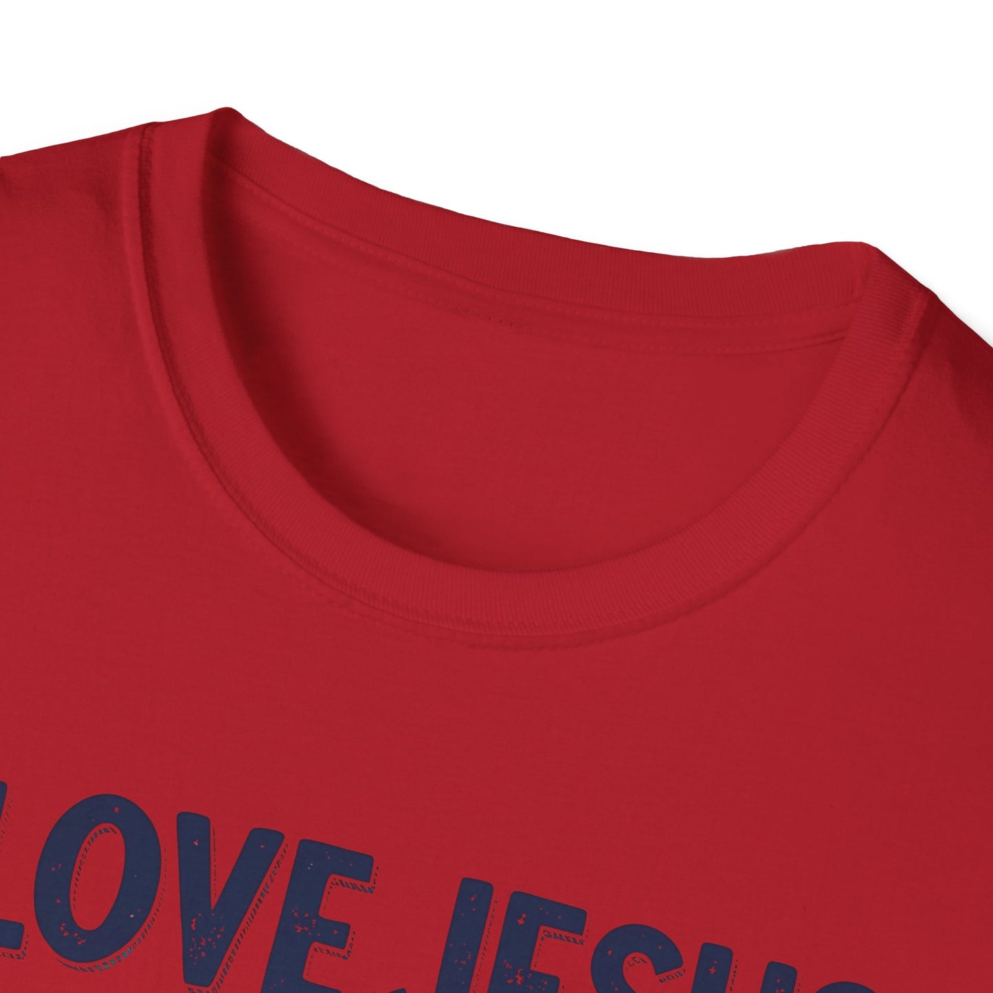 Christian Slogan T-Shirt - I Love Jesus, But Some of Y'all Pushin' It (Blue Letters)
