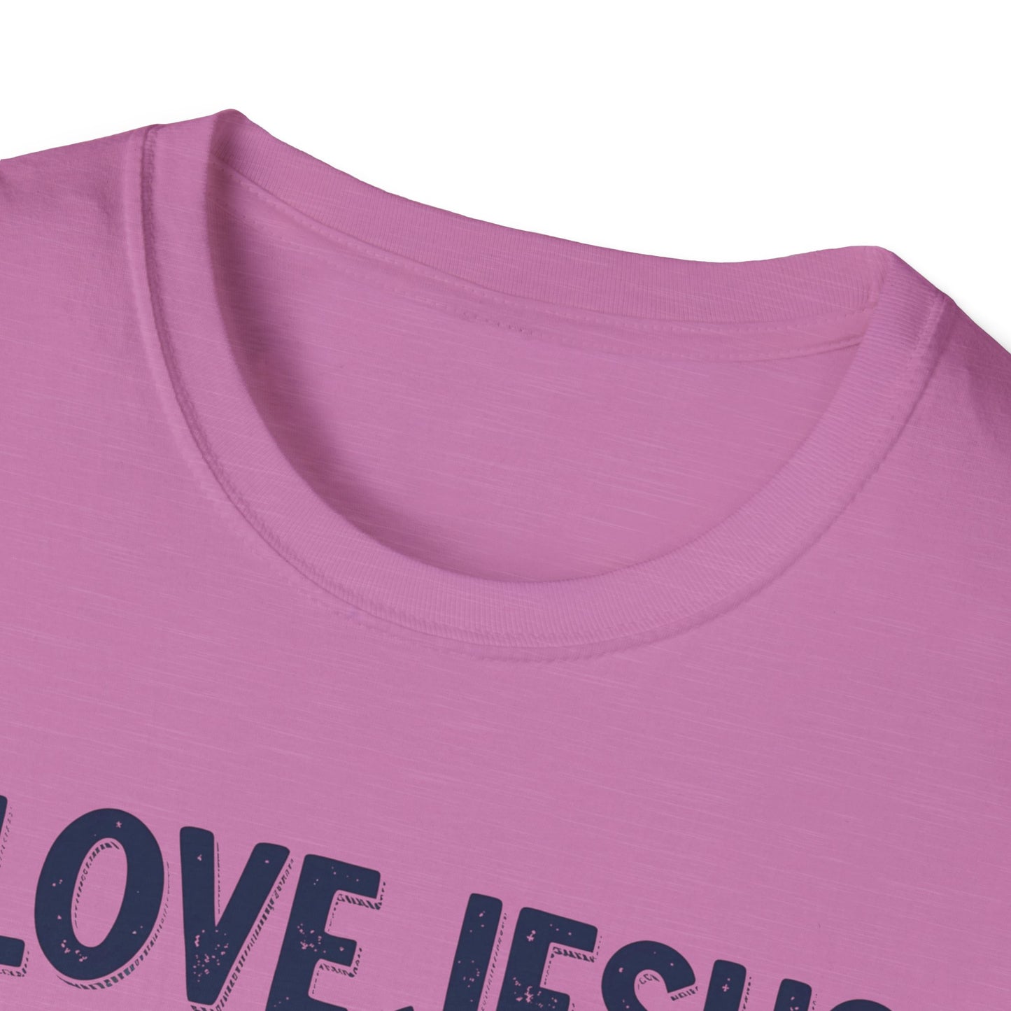 Christian Slogan T-Shirt - I Love Jesus, But Some of Y'all Pushin' It (Blue Letters)