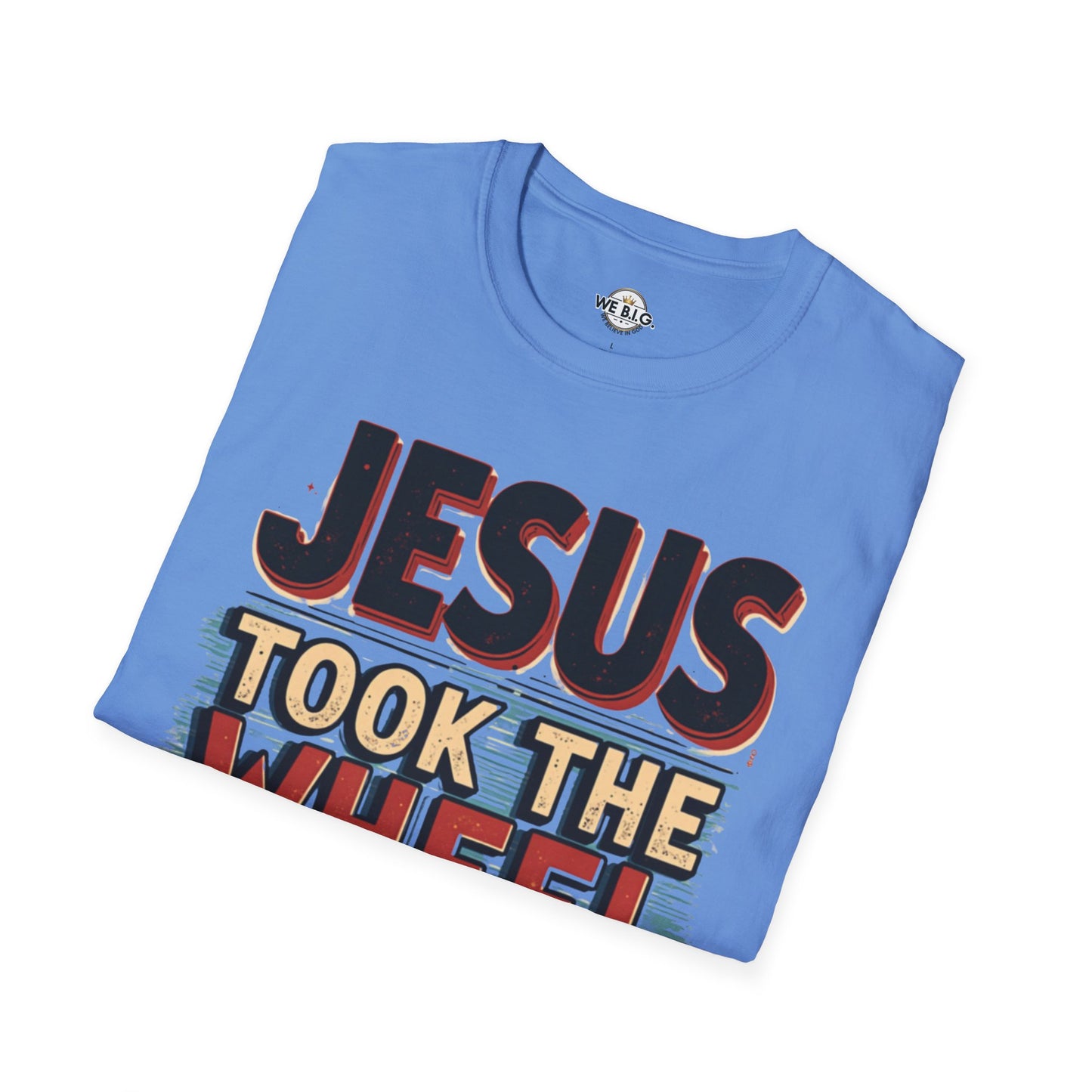 Jesus Took The Wheel Unisex Softstyle T-Shirt, Christian Apparel, Faith-Based Gift, Casual Wear, Unique Tee, Inspirational Shirt
