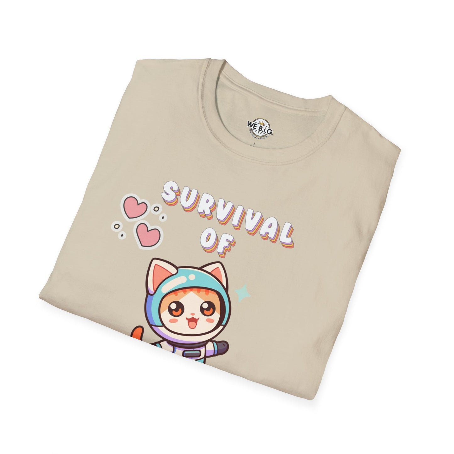 Survival of the Cutest Tee—Cute Cat Character Unisex T-Shirt, Gift for Cat Lovers, Fun Casual Wear, Kawaii Style Apparel
