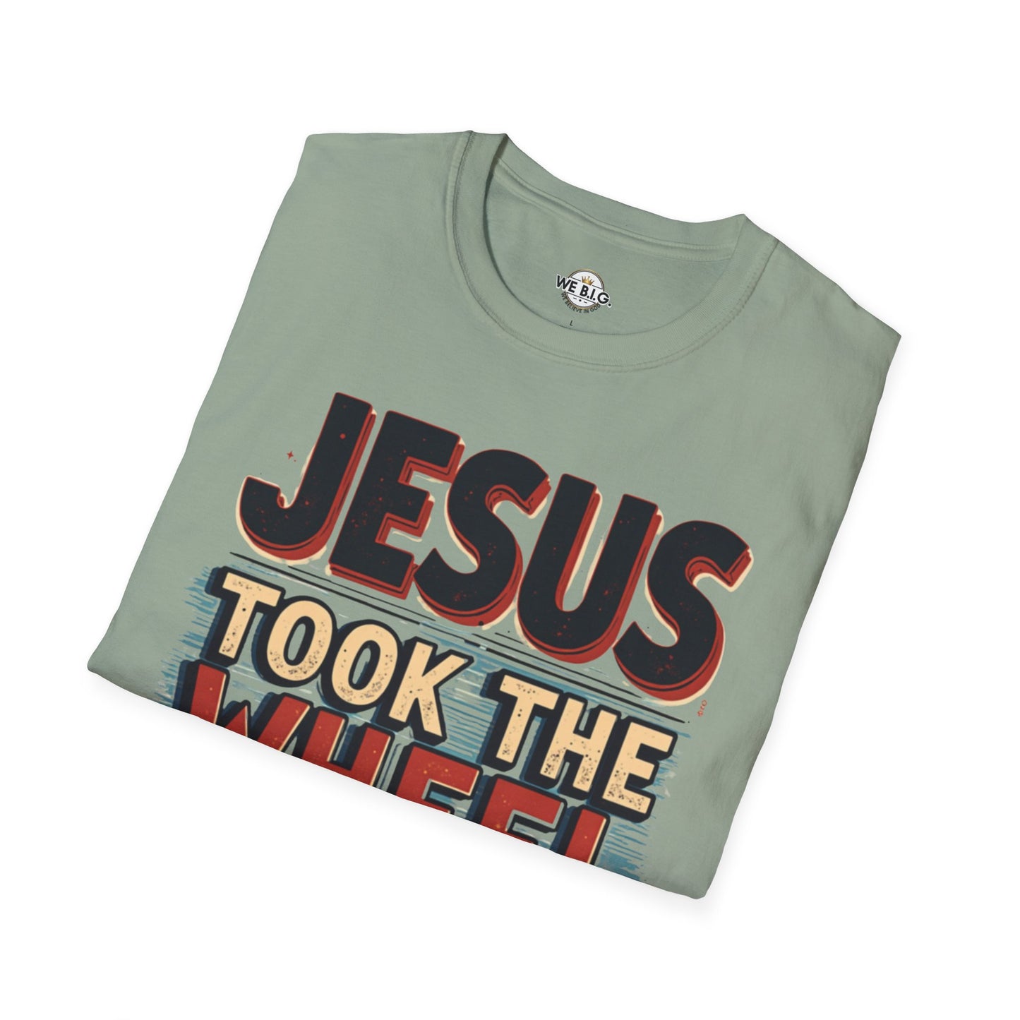 Jesus Took The Wheel Unisex Softstyle T-Shirt, Christian Apparel, Faith-Based Gift, Casual Wear, Unique Tee, Inspirational Shirt