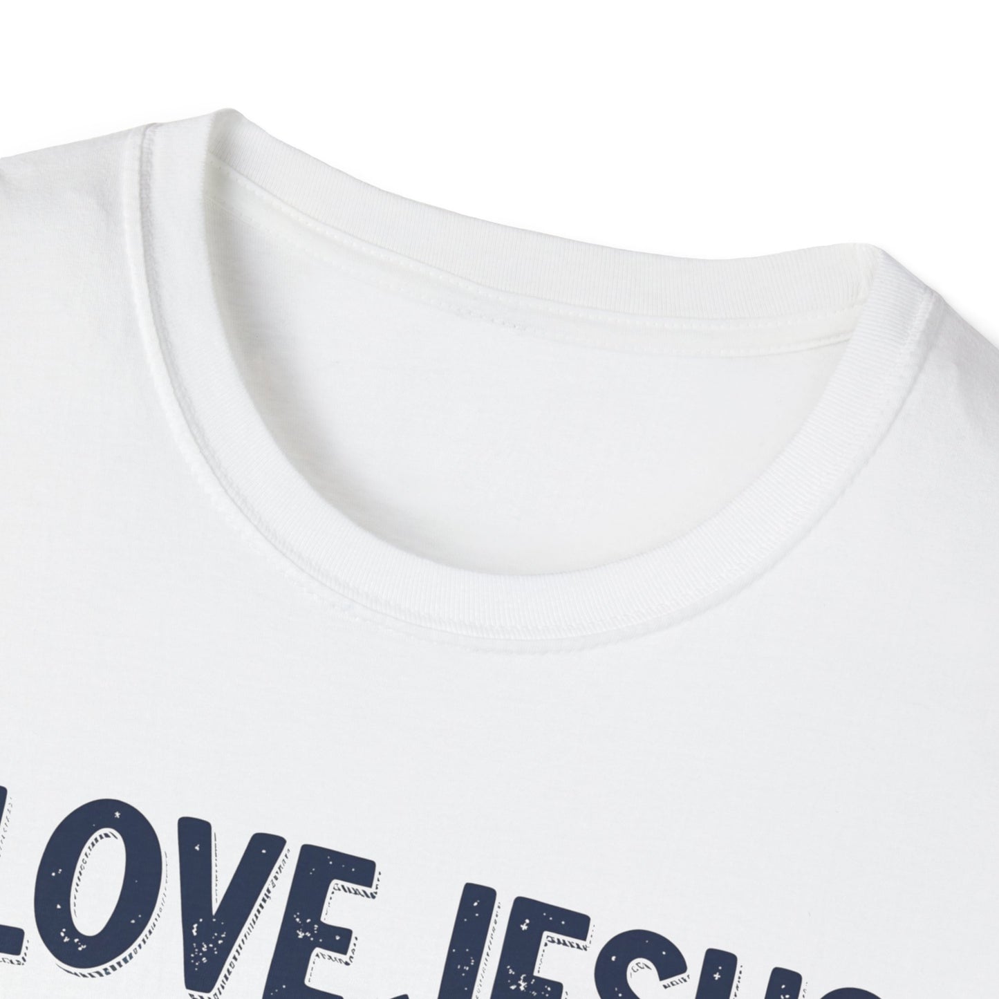 Christian Slogan T-Shirt - I Love Jesus, But Some of Y'all Pushin' It (Blue Letters)