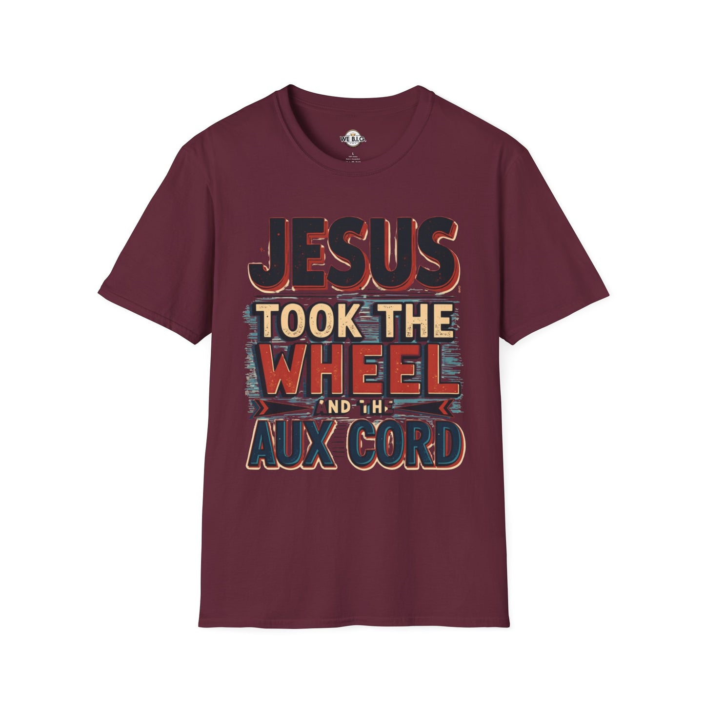 Jesus Took The Wheel Unisex Softstyle T-Shirt, Christian Apparel, Faith-Based Gift, Casual Wear, Unique Tee, Inspirational Shirt