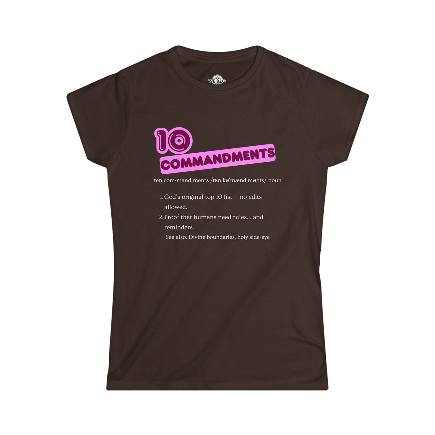 Women's Inspirational Tee - 10 Commandments, Faith-Based Fashion, Christian Gift, Motivational Shirt, Religious Apparel