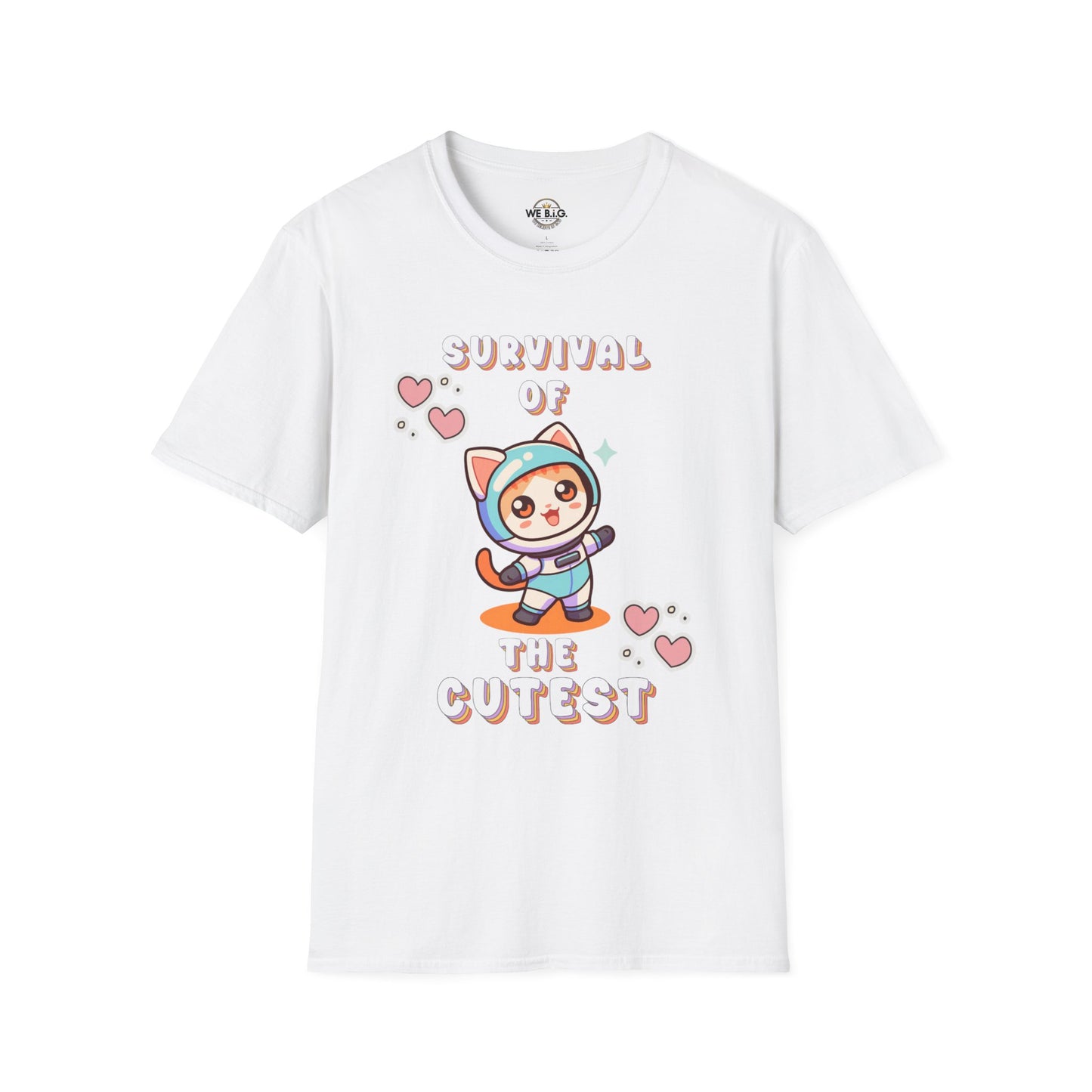 Survival of the Cutest Tee—Cute Cat Character Unisex T-Shirt, Gift for Cat Lovers, Fun Casual Wear, Kawaii Style Apparel