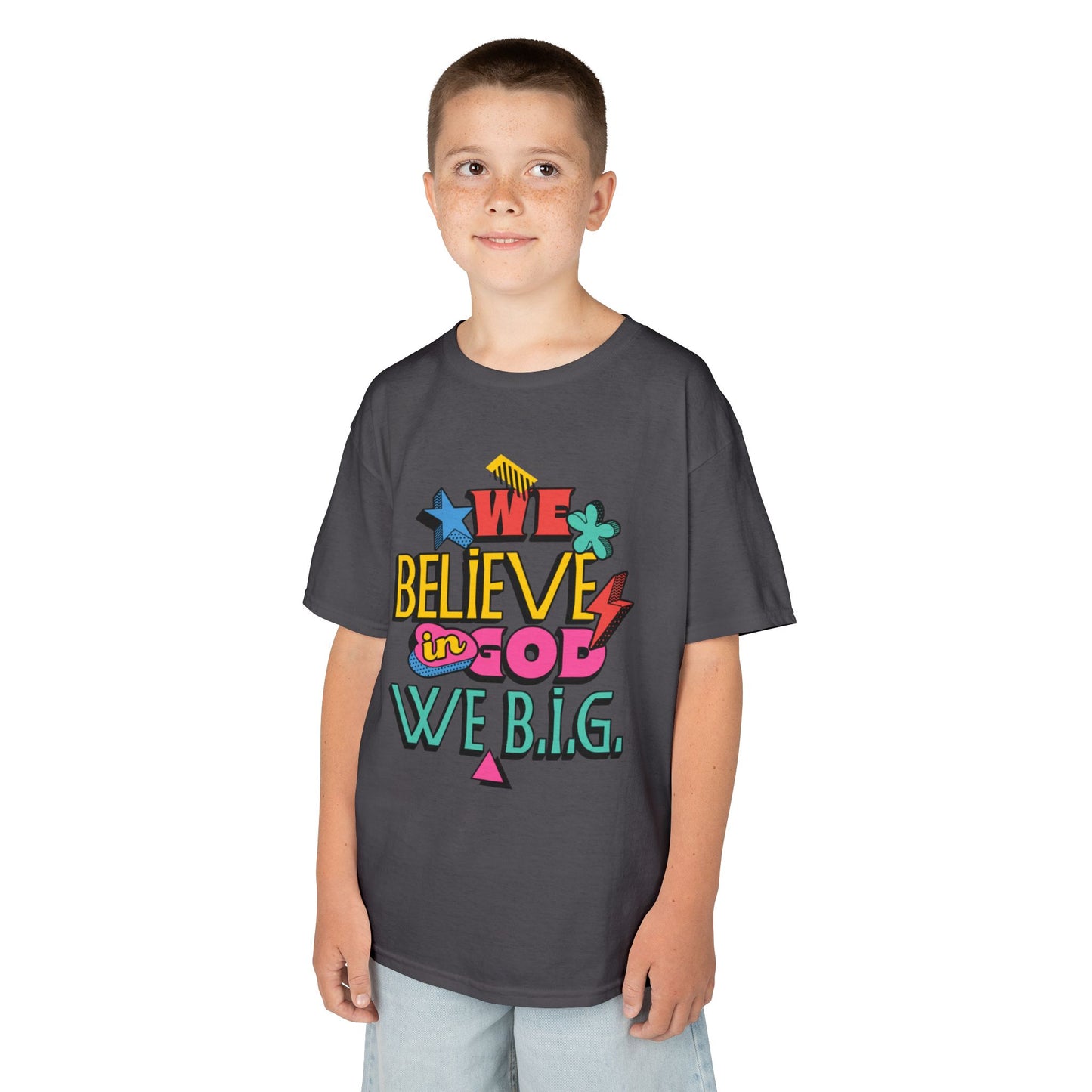 'We Believe in God, We B.I.G.' Motivational Shirt—Kids Inspirational Tee - Youth Casual Wear, Faith-Based, Birthday Gift, Everyday Outfit