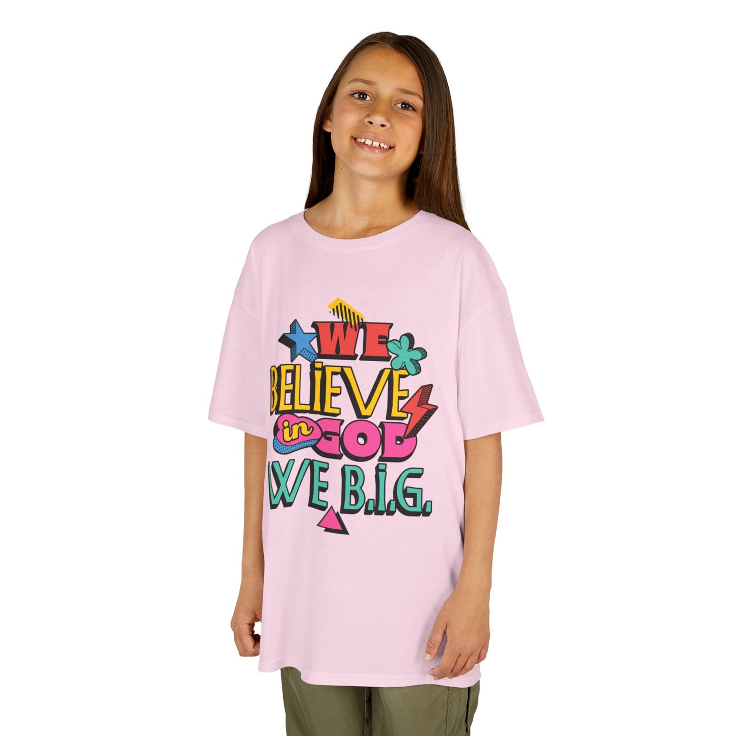 'We Believe in God, We B.I.G.' Motivational Shirt—Kids Inspirational Tee - Youth Casual Wear, Faith-Based, Birthday Gift, Everyday Outfit