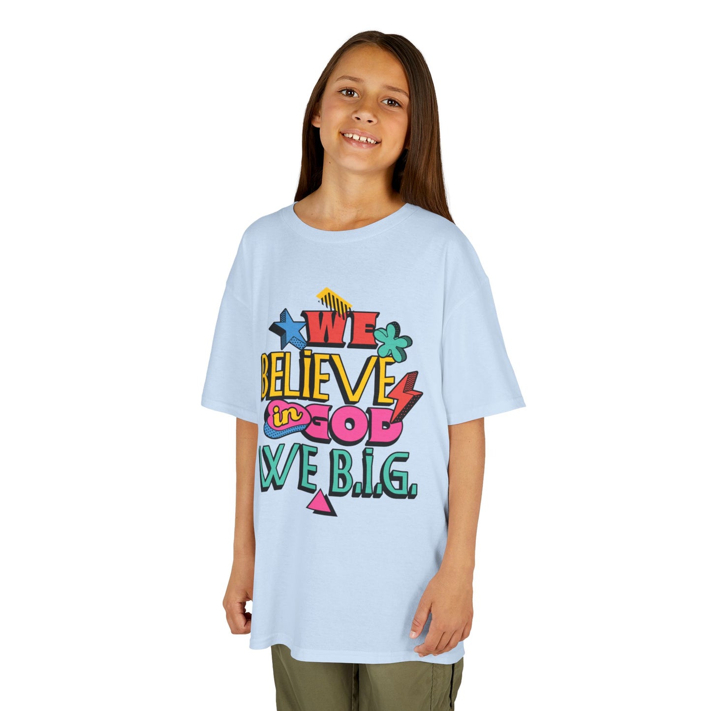 'We Believe in God, We B.I.G.' Motivational Shirt—Kids Inspirational Tee - Youth Casual Wear, Faith-Based, Birthday Gift, Everyday Outfit