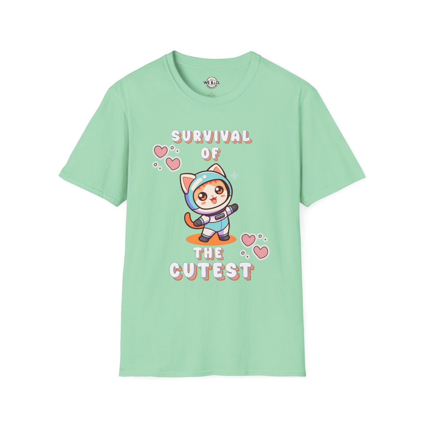 Survival of the Cutest Tee—Cute Cat Character Unisex T-Shirt, Gift for Cat Lovers, Fun Casual Wear, Kawaii Style Apparel