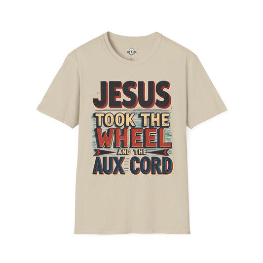 Jesus Took The Wheel Unisex Softstyle T-Shirt, Christian Apparel, Faith-Based Gift, Casual Wear, Unique Tee, Inspirational Shirt