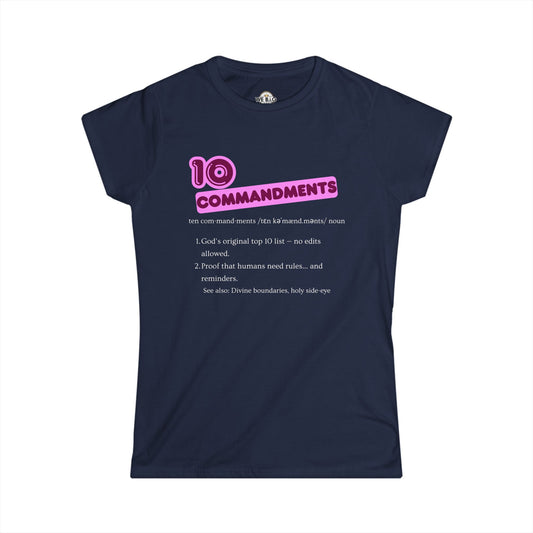 Women's Inspirational Tee - 10 Commandments, Faith-Based Fashion, Christian Gift, Motivational Shirt, Religious Apparel