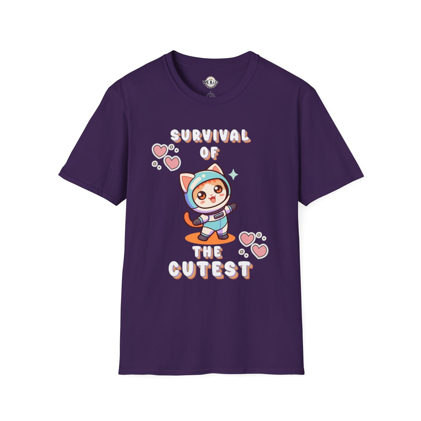 Survival of the Cutest Tee—Cute Cat Character Unisex T-Shirt, Gift for Cat Lovers, Fun Casual Wear, Kawaii Style Apparel