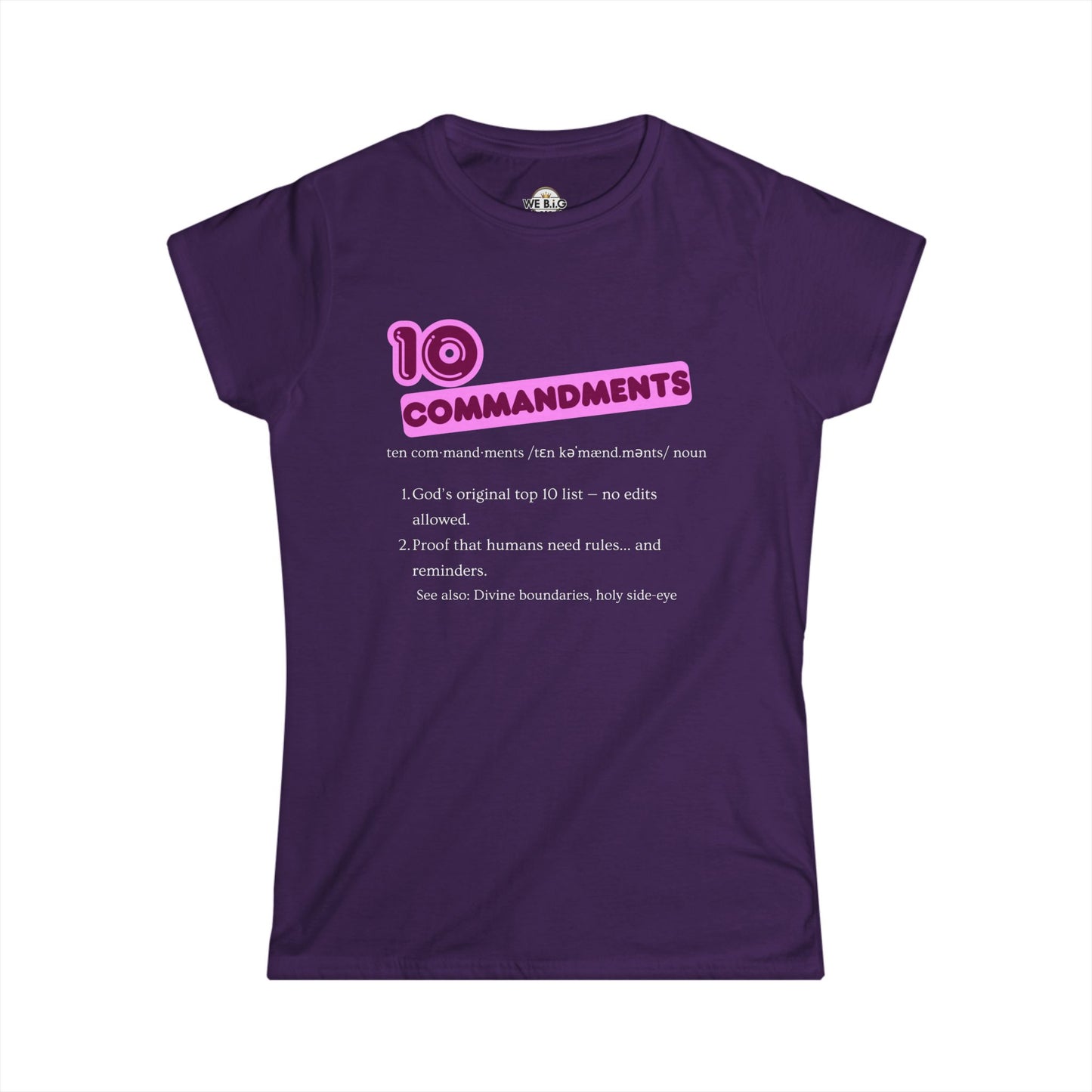 Women's Inspirational Tee - 10 Commandments, Faith-Based Fashion, Christian Gift, Motivational Shirt, Religious Apparel