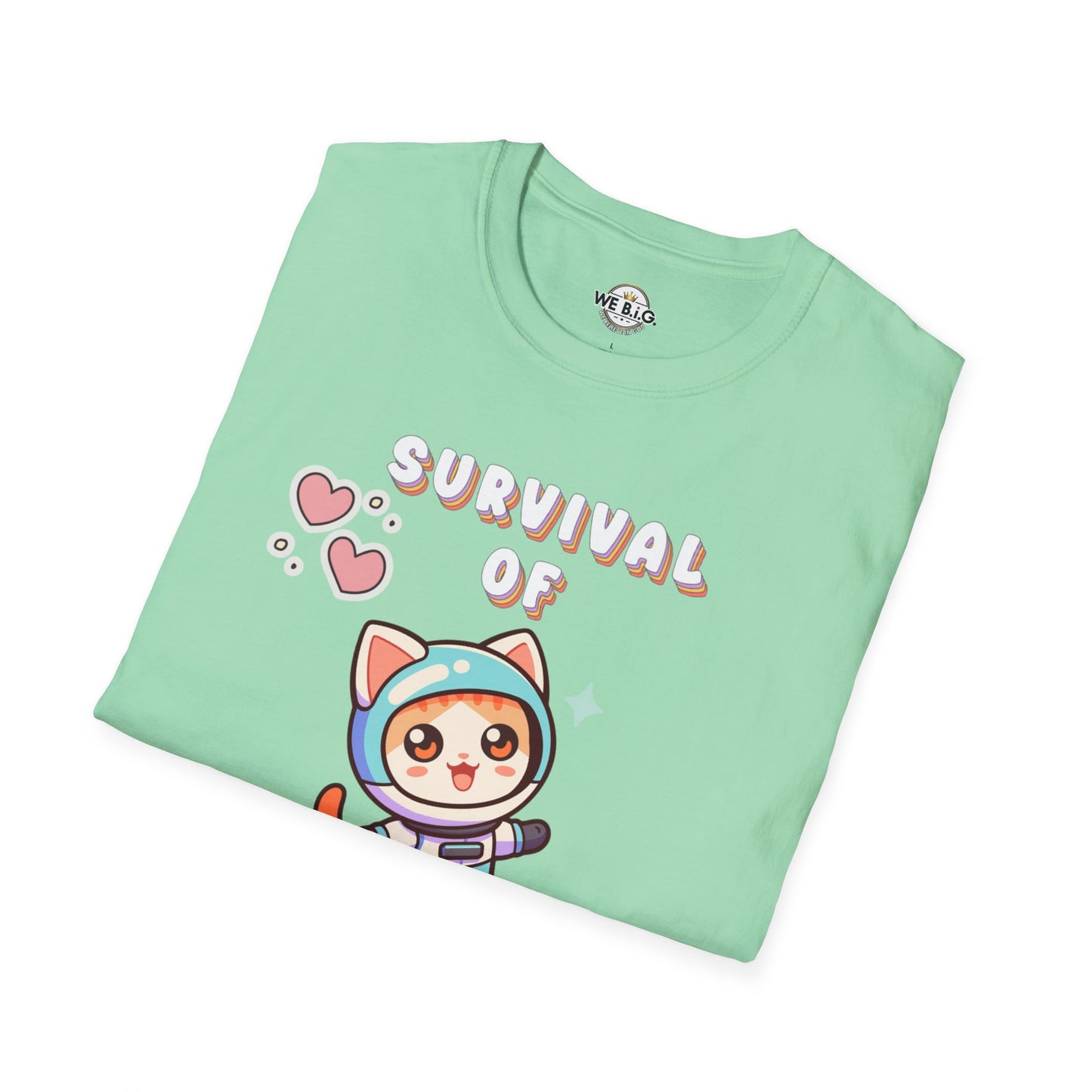Survival of the Cutest Tee—Cute Cat Character Unisex T-Shirt, Gift for Cat Lovers, Fun Casual Wear, Kawaii Style Apparel