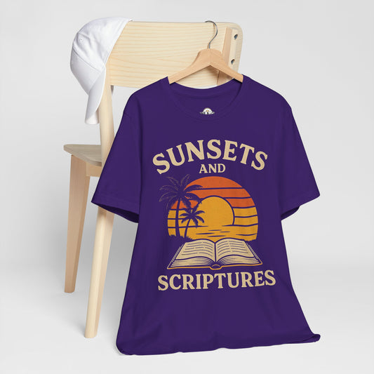 Sunsets & Scriptures T-Shirt, Relaxed Fit Tee, Faith-Based Apparel, Summer Vibes, Gift for Friends, Spiritual Wear