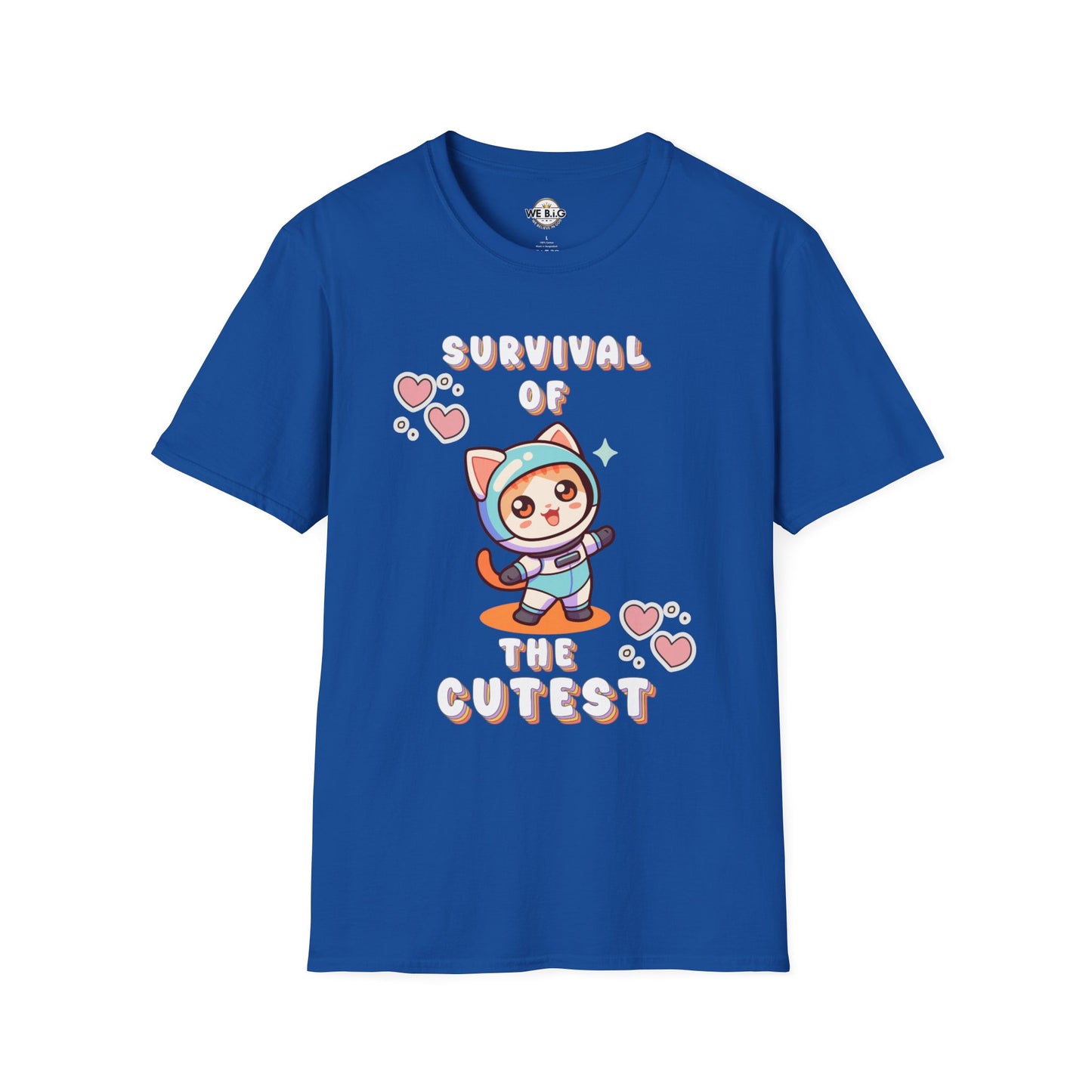 Survival of the Cutest Tee—Cute Cat Character Unisex T-Shirt, Gift for Cat Lovers, Fun Casual Wear, Kawaii Style Apparel