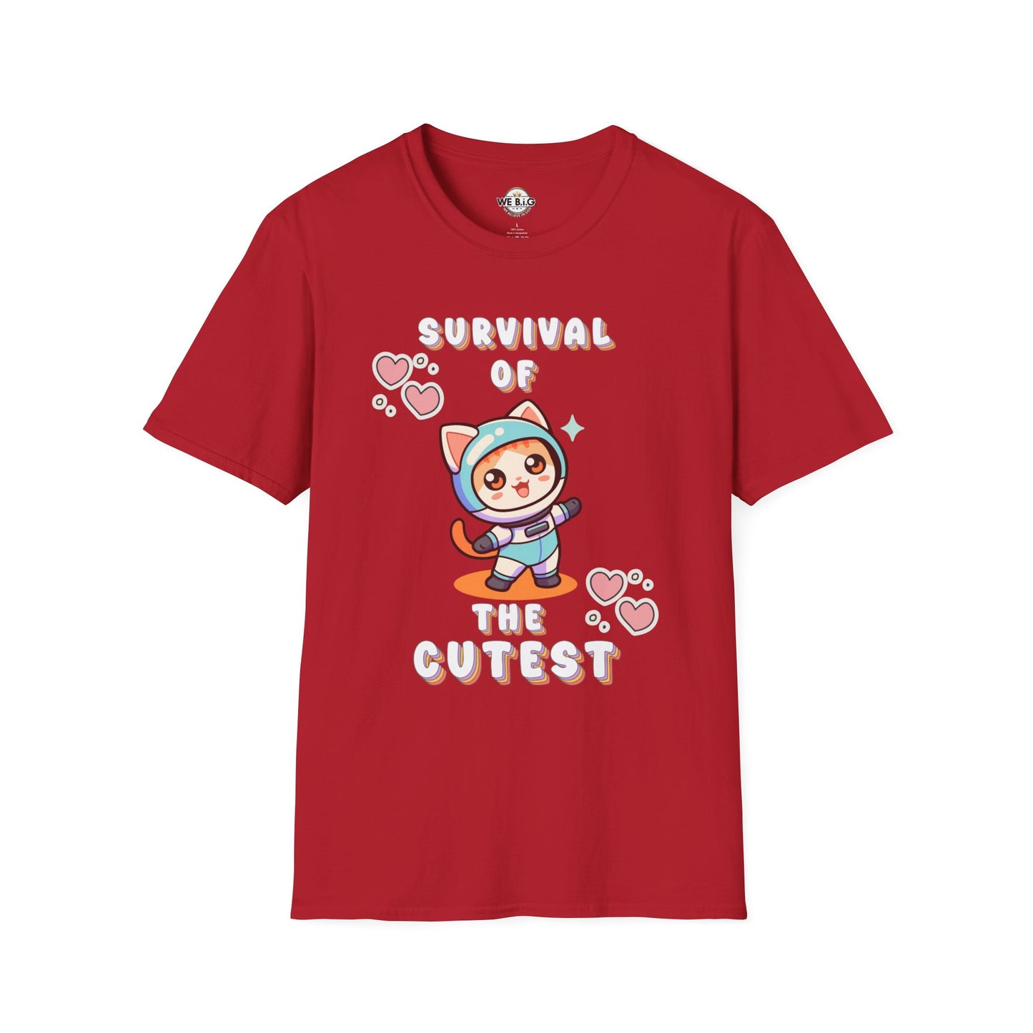 Survival of the Cutest Tee—Cute Cat Character Unisex T-Shirt, Gift for Cat Lovers, Fun Casual Wear, Kawaii Style Apparel